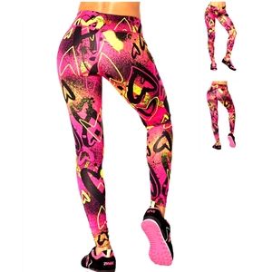 Zumba Love Perfect Long Leggings size Large Lovely or Small Spicy Pink